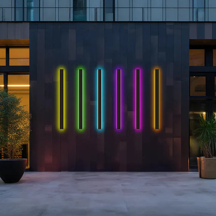 Linear black minimalist LED outdoor wall light