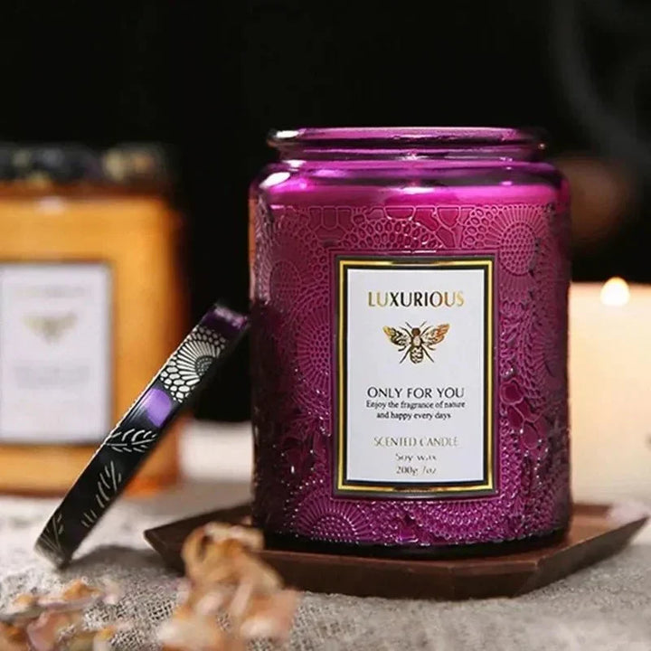 Scented candle glass with essential oils