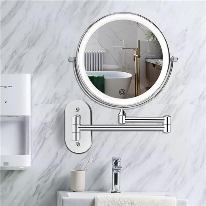 Evida LED Magnifying Mirror with Chrome Finish – Rechargeable Vanity Mirror for Precise Makeup &amp; Skincare