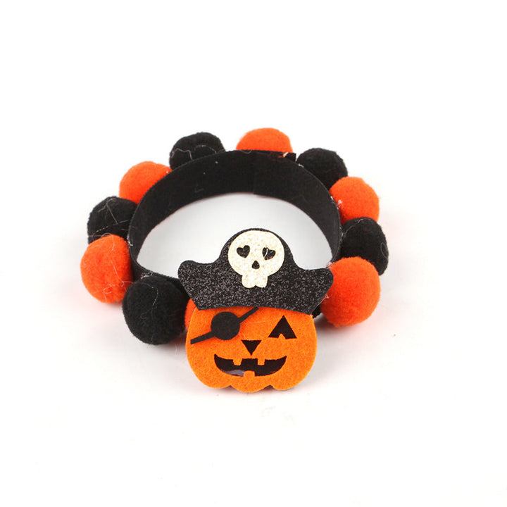Halloween Pet Collar – Adjustable Dog and Cat Neck with Pumpkin and Skull Designs