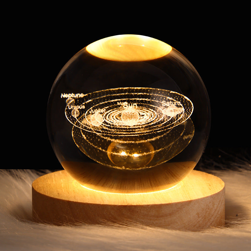 LED Night Light Galaxy Crystal Ball Table Lamp 3D Planet Moon Lamp Bedroom Home Decor For Kids Party Children&