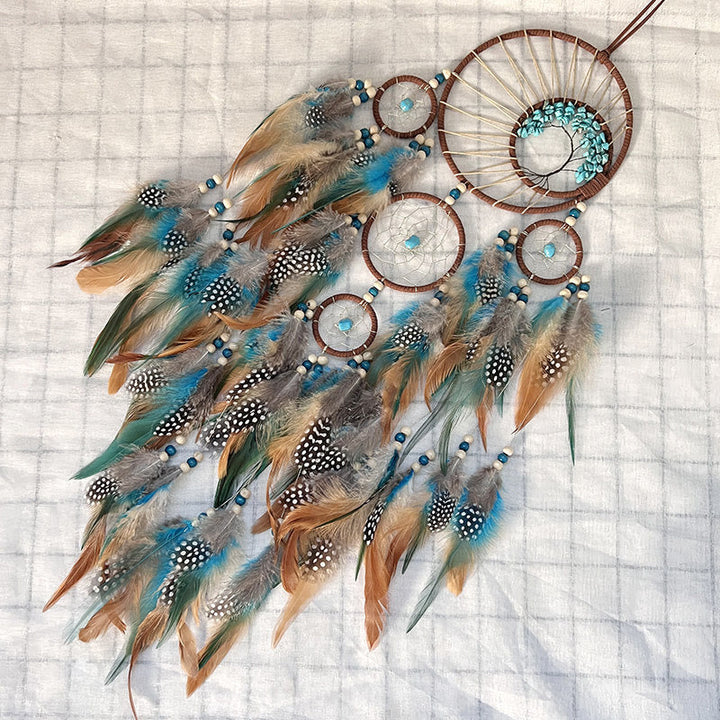 Turquoise Tree of Life Feather Dreamcatcher