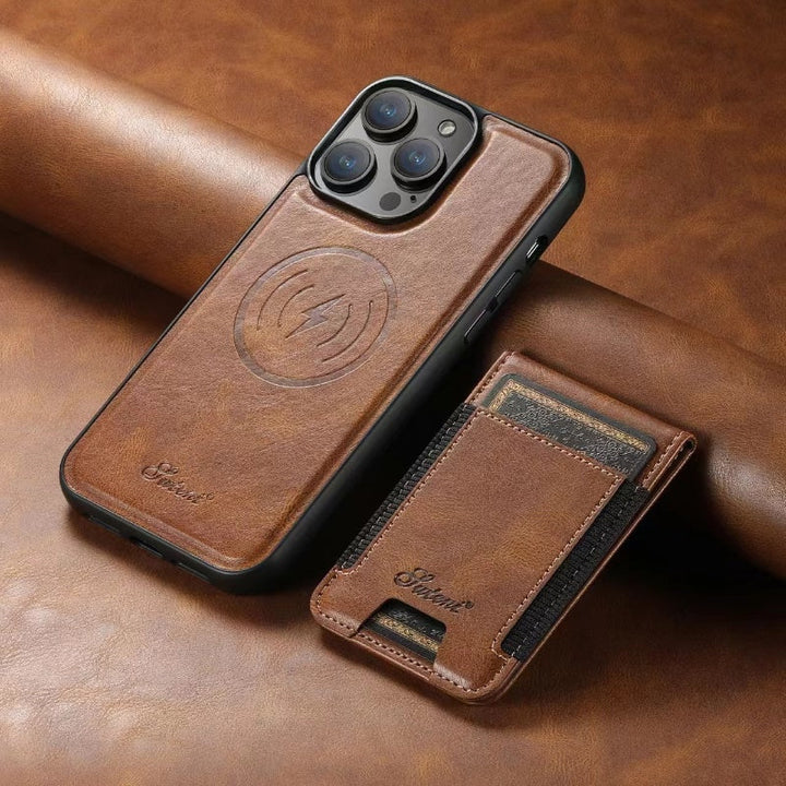 LuxCase Leather Phone Case with Card Slot and Stand – Compatible with iPhone |