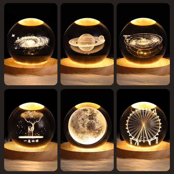 LED Night Light Galaxy Crystal Ball Table Lamp 3D Planet Moon Lamp Bedroom Home Decor For Kids Party Children&