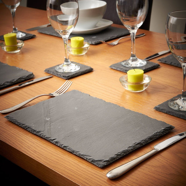 8-piece set of natural slate coasters and coasters