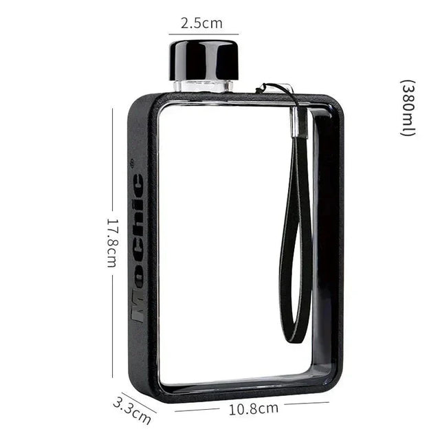 Flat transparent water bottle
