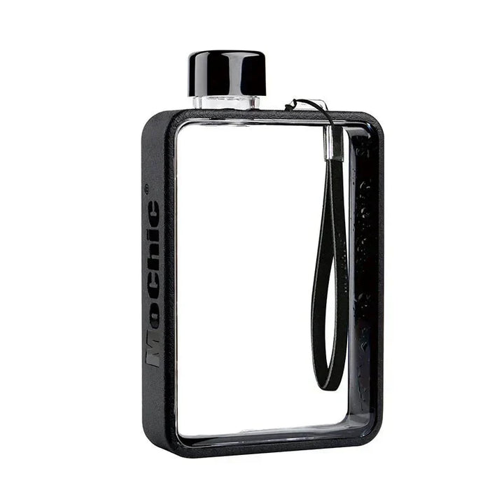 Flat transparent water bottle