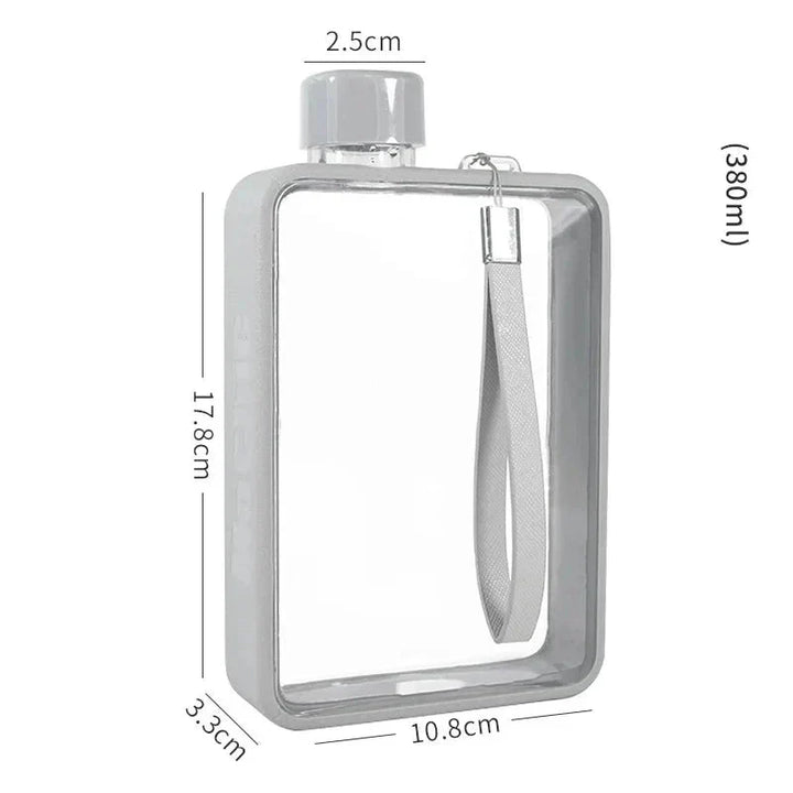 Flat transparent water bottle