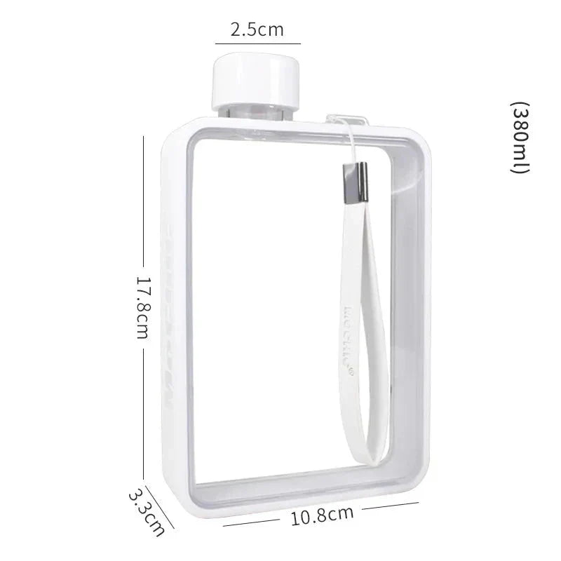 Flat transparent water bottle