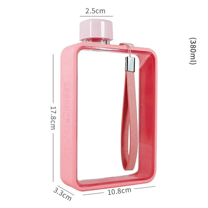 Flat transparent water bottle