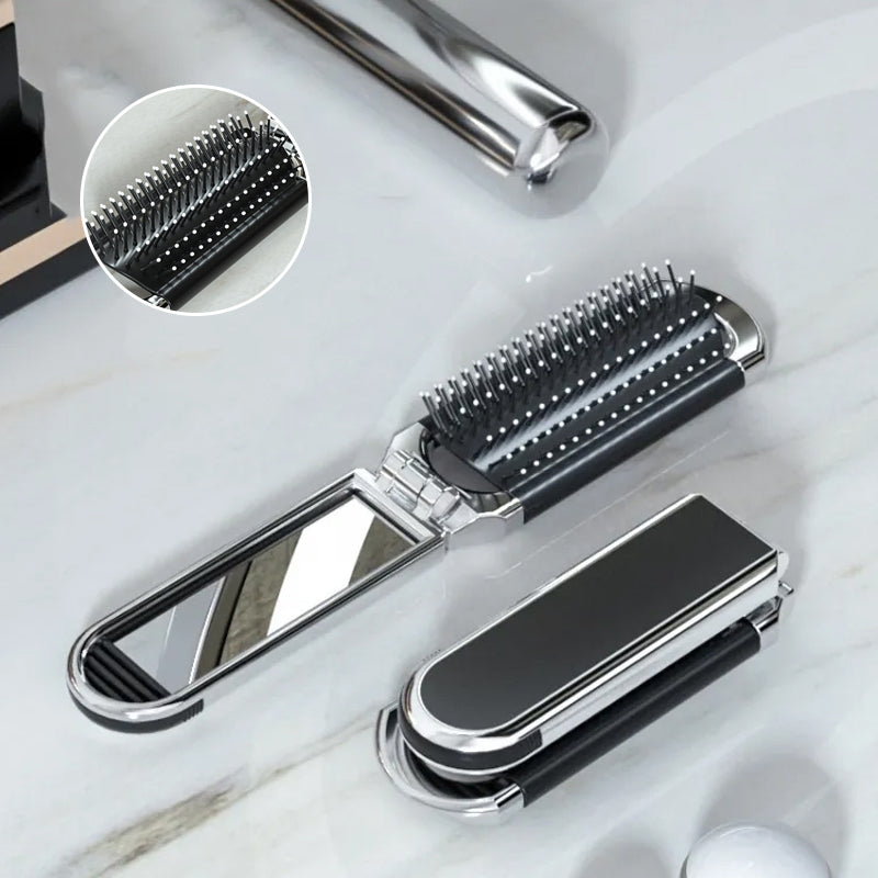 MirrorFlex Travel Mirror Hair Brush | Foldable &amp; Compact | Practical Styling on the Go