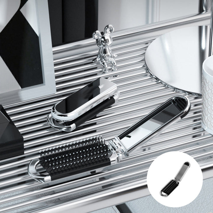 MirrorFlex Travel Mirror Hair Brush | Foldable &amp; Compact | Practical Styling on the Go