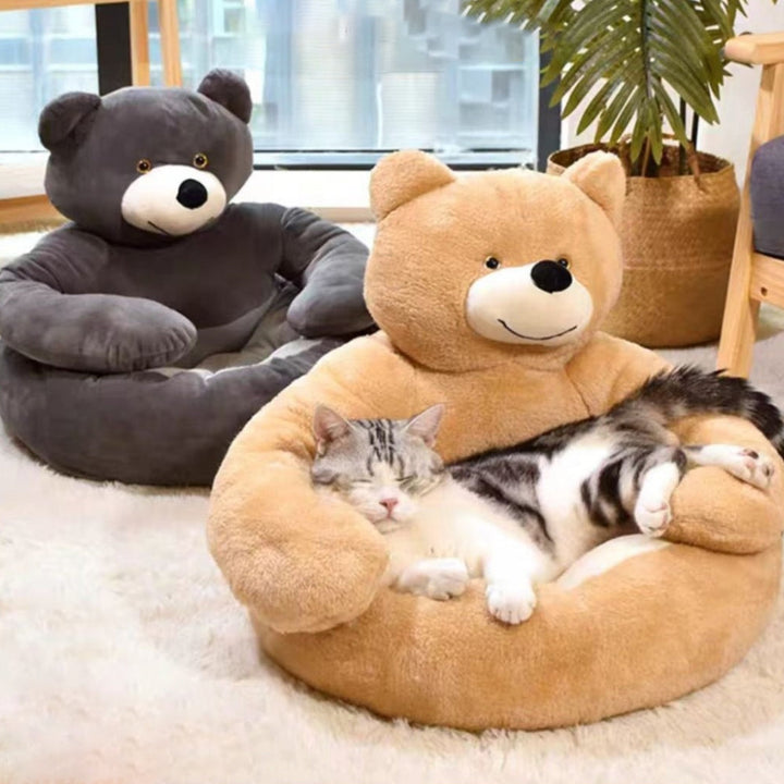 Cute detachable cuddly bear cat bed