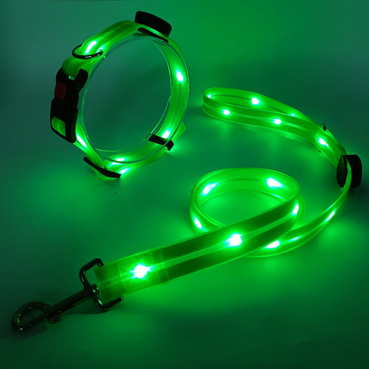 Glowing LED Dog Collar with Leash - NightBright
