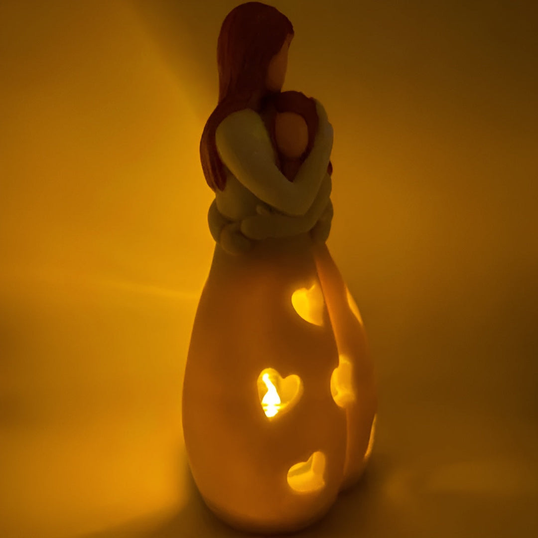 Embracing Mother Daughter Figure Flickering Candle Holder - LoveGlow