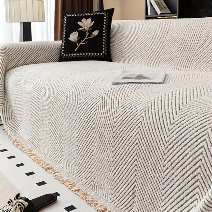 Sofa Cover Herringbone Pattern Protective Design