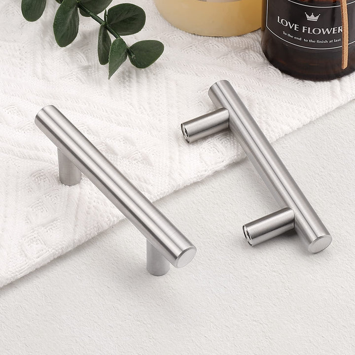 Brushed Nickel Modern Stainless Steel Drawer Hardware T-Bar Handles