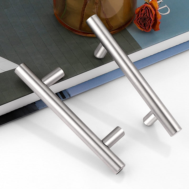 Brushed Nickel Modern Stainless Steel Drawer Hardware T-Bar Handles