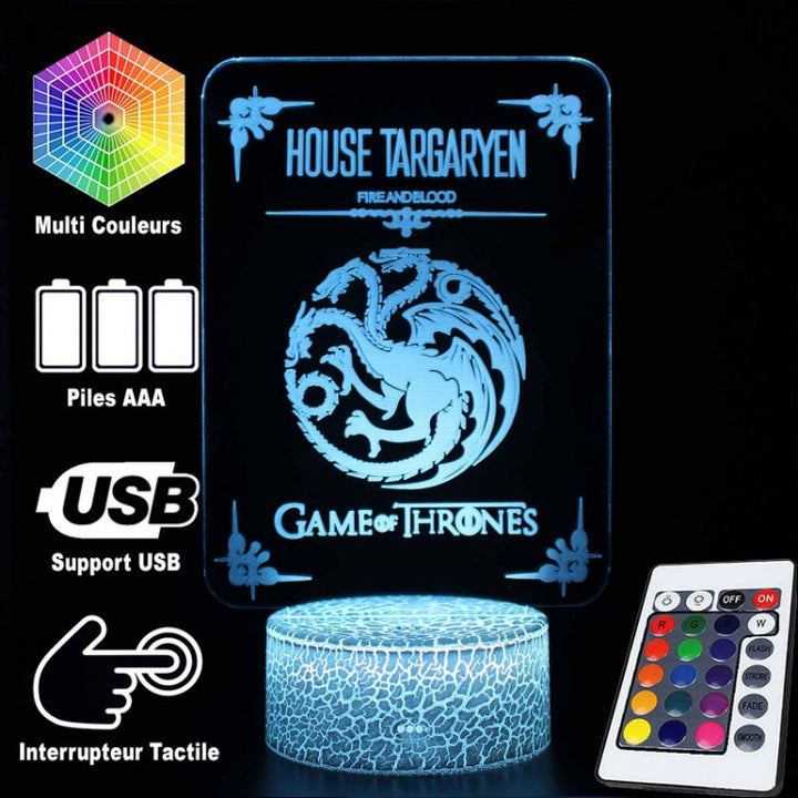 3D Lamp Game Of Thrones House Targaryen