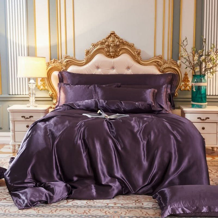 Silk Satin 4-Piece Bedding Set with Duvet Cover