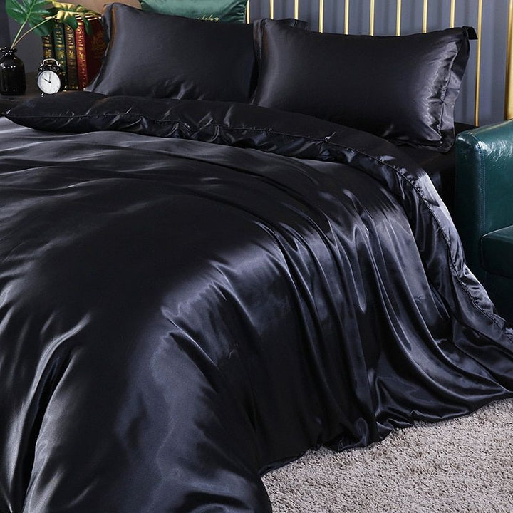 Silk/Satin Bed Linen Duvet Cover Luxury Set (2x Pillowcase, 1x Fitted Sheet, 1x Duvet)