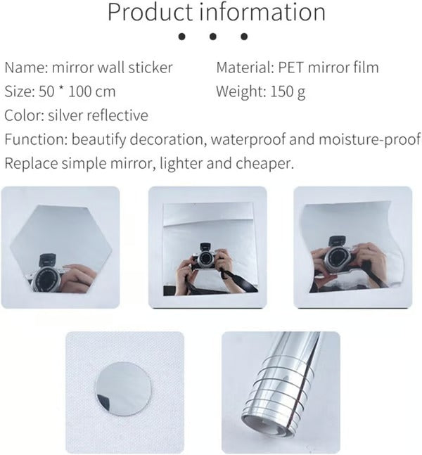 Flexible Mirror Sheets | Shatterproof PET Wall Mirror | Peel &amp; Stick Design | Lightweight &amp; Safe