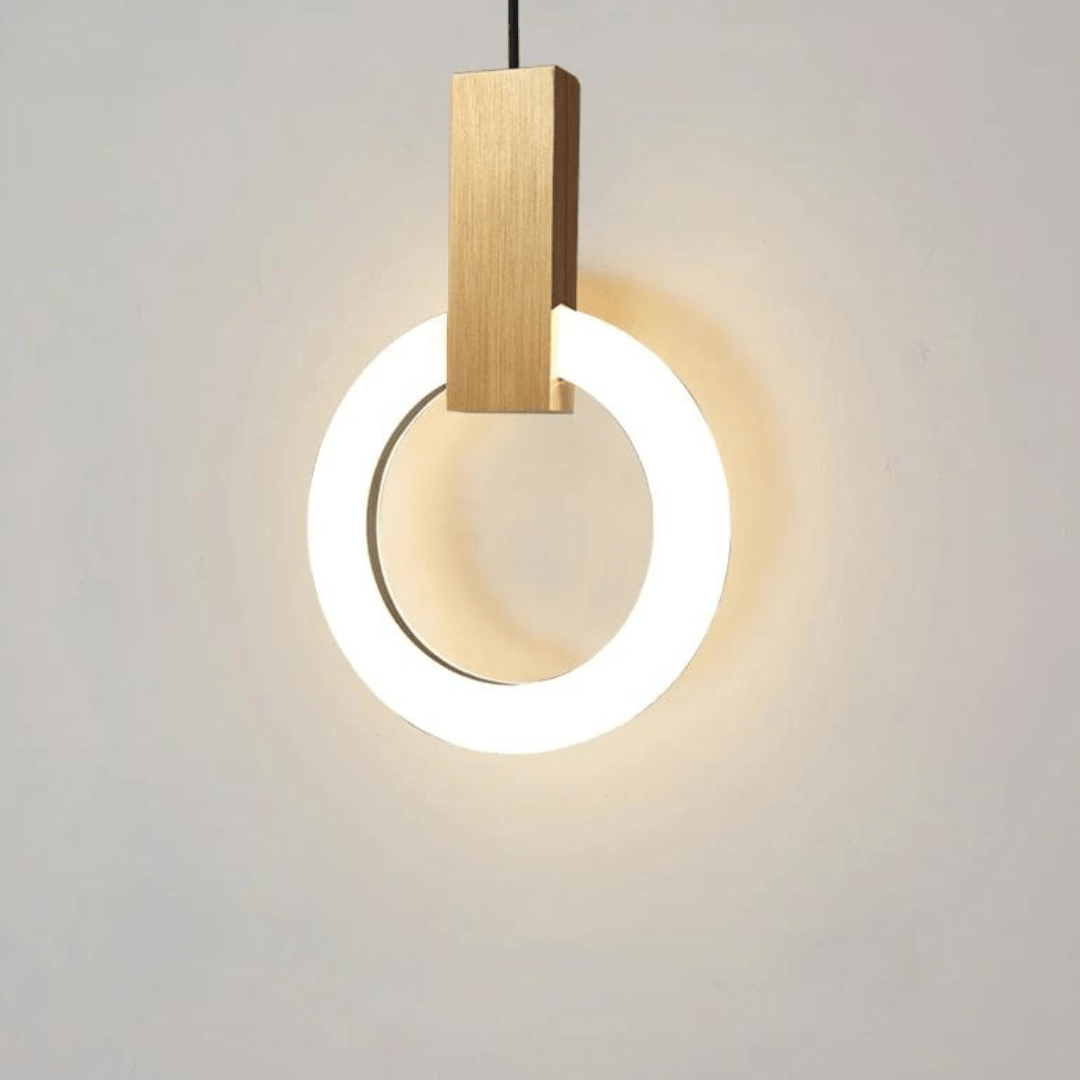 Nordic LED Pendant Lamp Made of Wood, Round