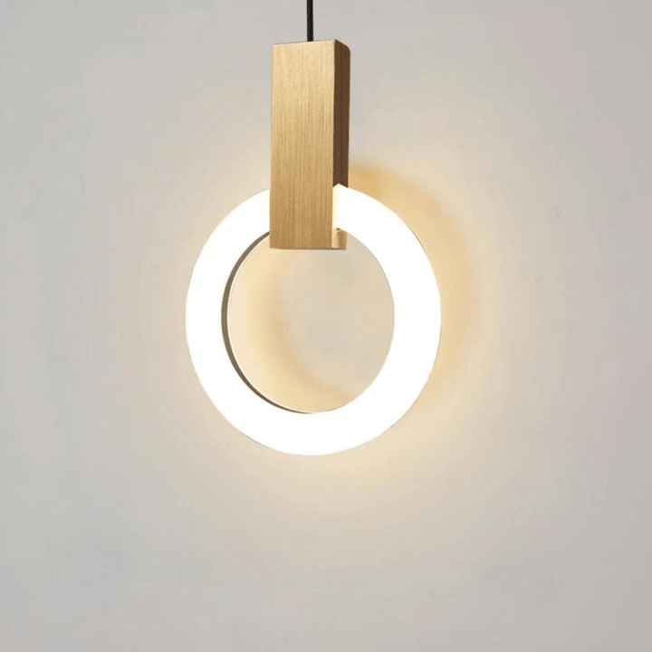 Nordic LED Pendant Lamp Made of Wood, Round