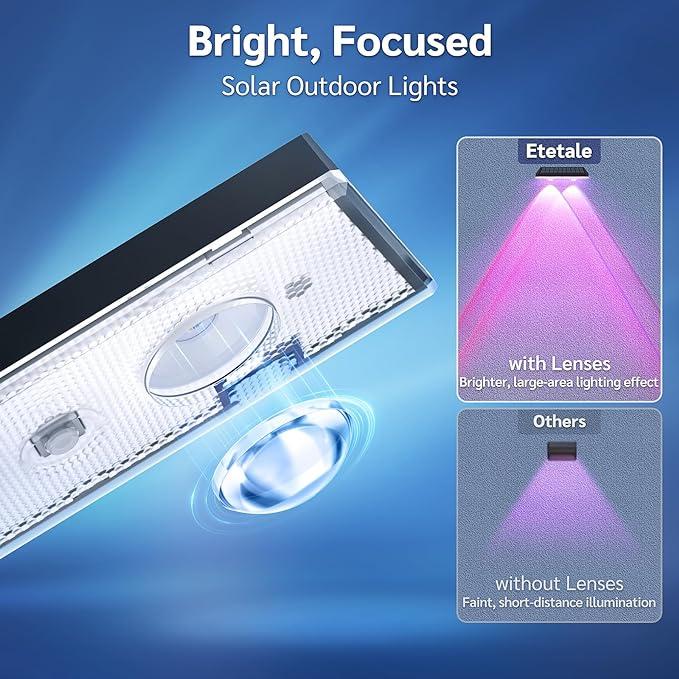 Solar fence lights outdoor warm white &amp; RGB changing solar deck lights, LED solar lights for outdoor wall railing terrace stairs step garden backyard