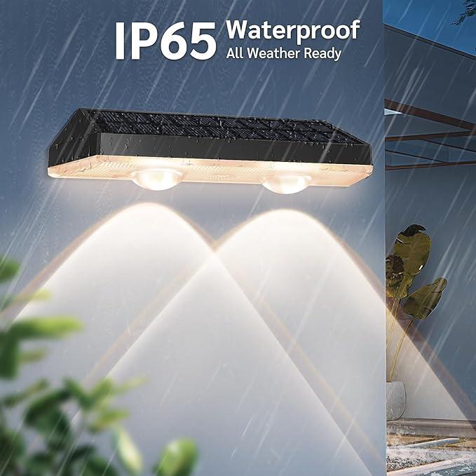 Solar fence lights outdoor warm white &amp; RGB changing solar deck lights, LED solar lights for outdoor wall railing terrace stairs step garden backyard
