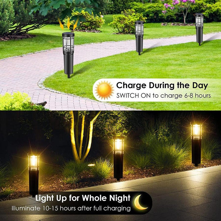 Solar path lights, solar outdoor lights up to 14 hrs. Outdoor waterproof, IP65 waterproof solar garden lights for paths walkways