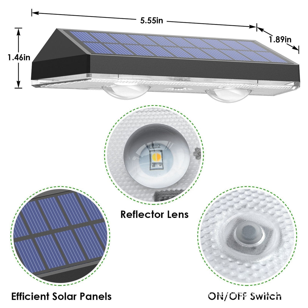 Solar fence lights outdoor warm white &amp; RGB changing solar deck lights, LED solar lights for outdoor wall railing terrace stairs step garden backyard