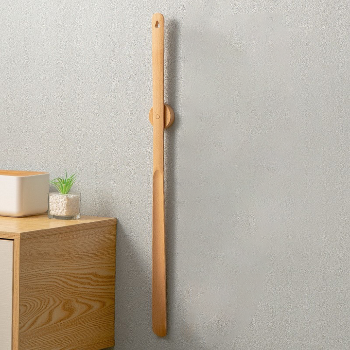 Wood long handle magnetic shoehorn