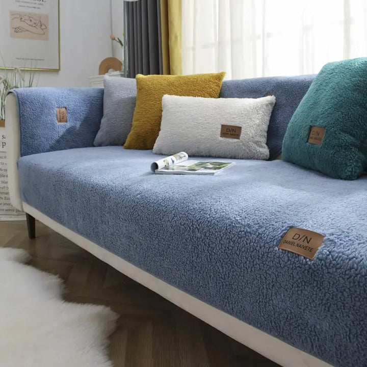 Waterproof Thick Fuzzy Sherpa Fleece Non-slip Sofa Cover