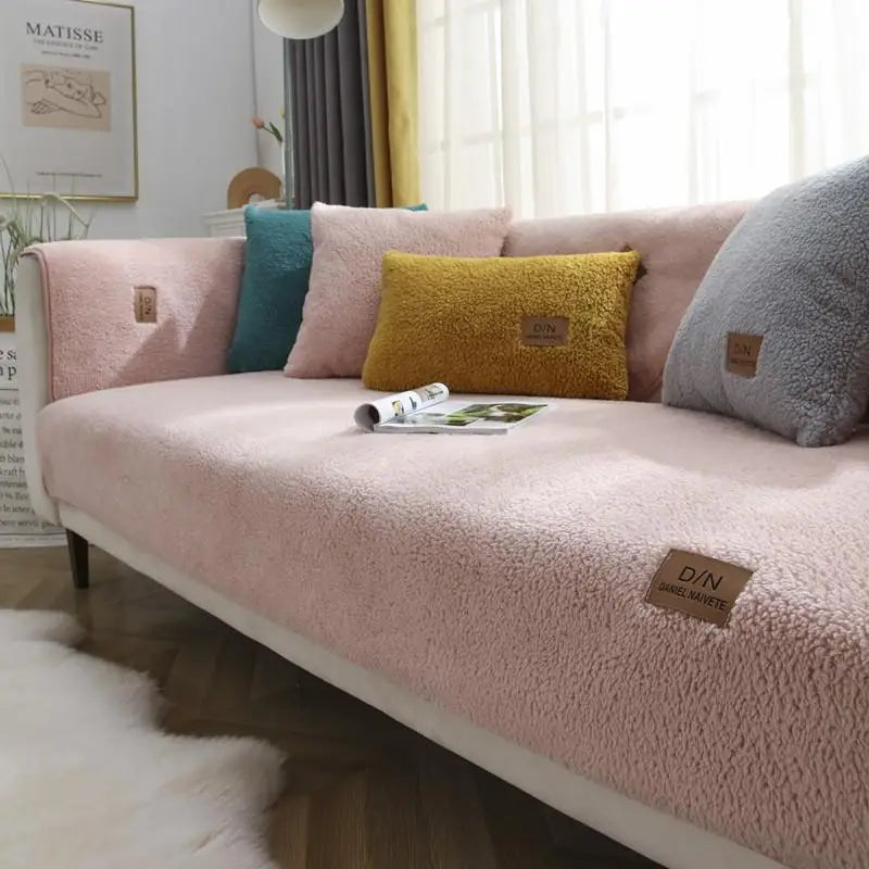 Waterproof Thick Fuzzy Sherpa Fleece Non-slip Sofa Cover