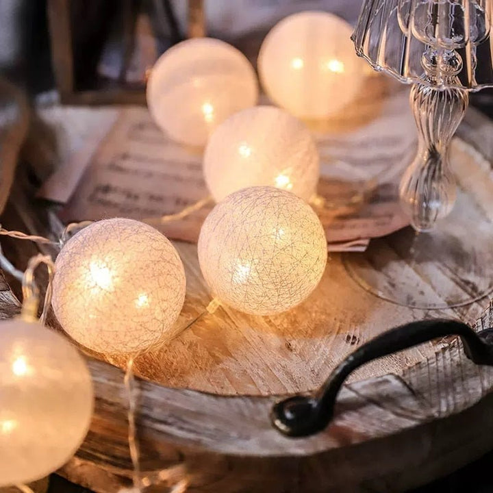 LED Cotton Ball Garland Lights