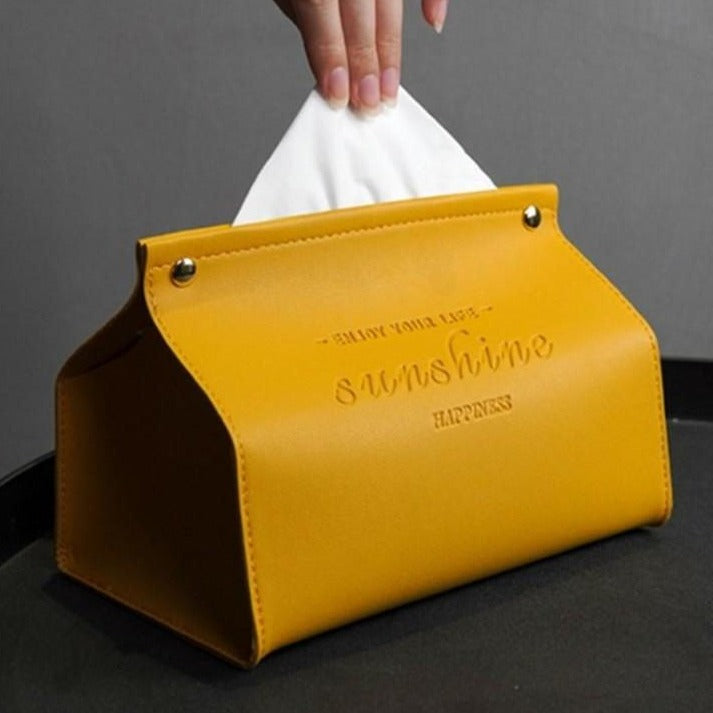 Logan Faux Leather Tissue Box