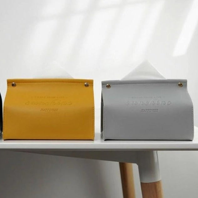Logan Faux Leather Tissue Box