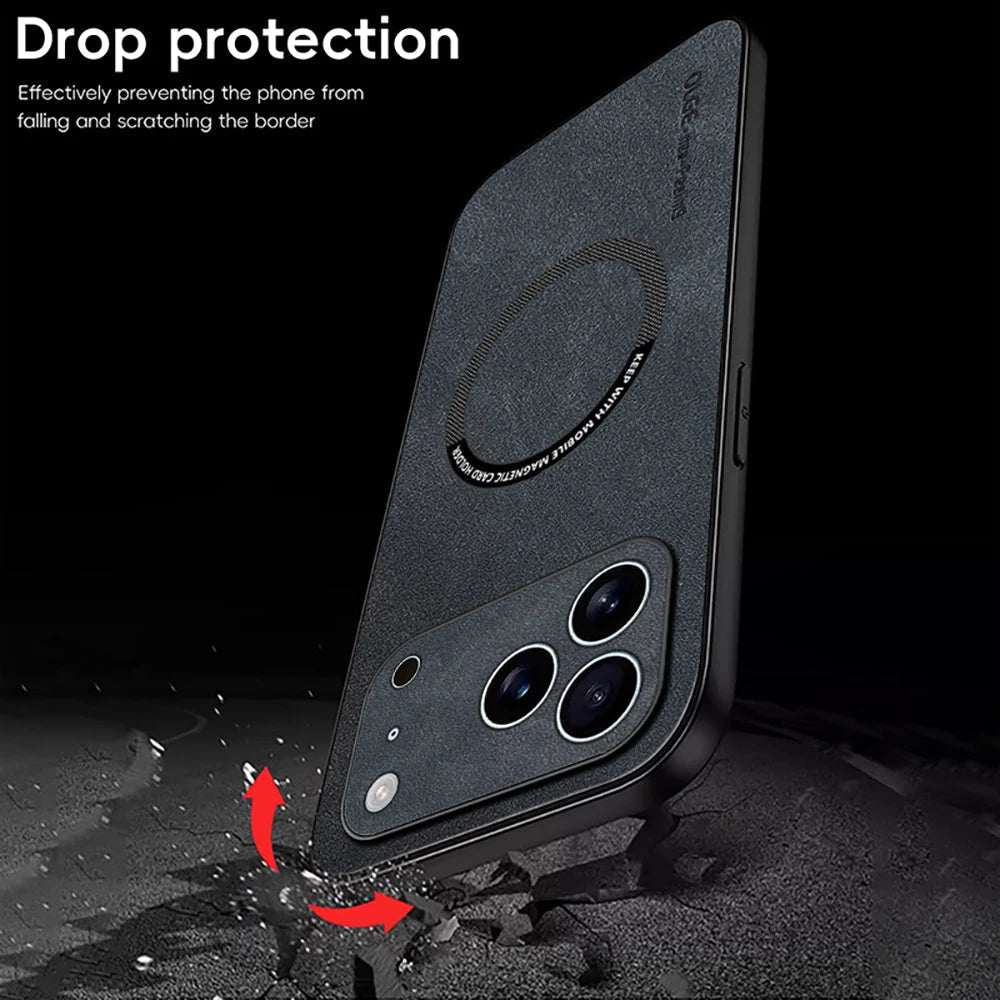 LUXEGUARD – Premium Leather Phone Case with MagSafe for iPhone
