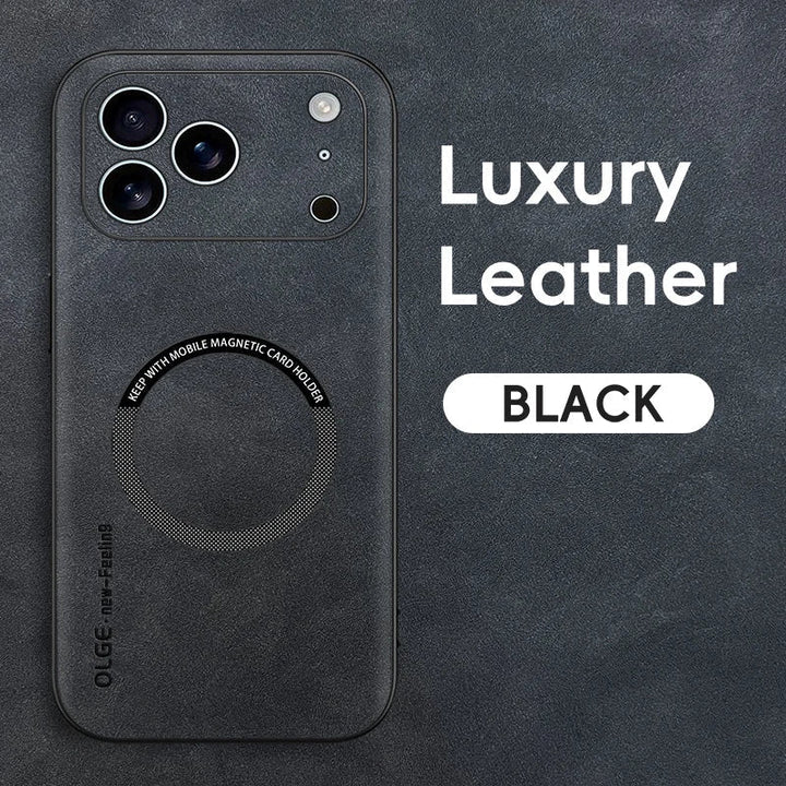 LUXEGUARD – Premium Leather Phone Case with MagSafe for iPhone