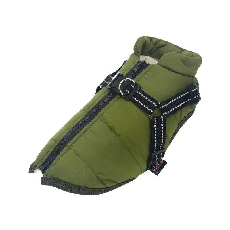 All-Weather Insulated Dog Jacket with Built-in Harness