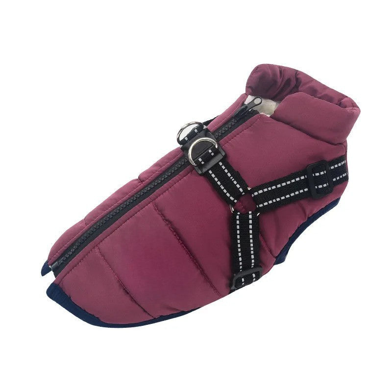 All-Weather Insulated Dog Jacket with Built-in Harness
