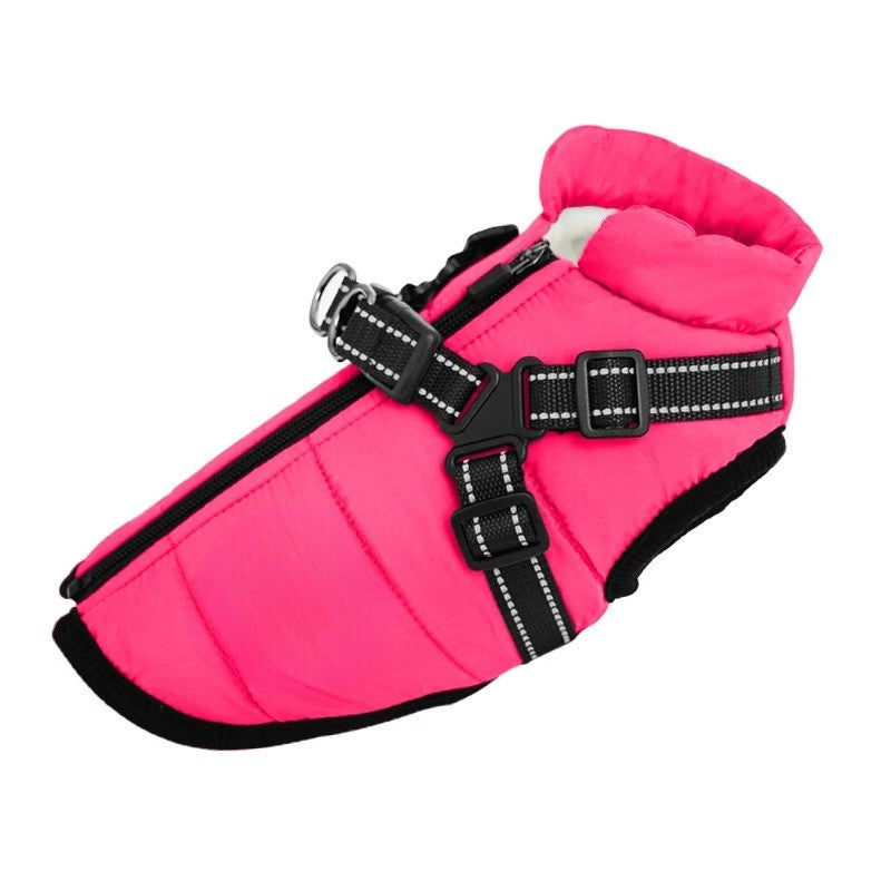 All-Weather Insulated Dog Jacket with Built-in Harness