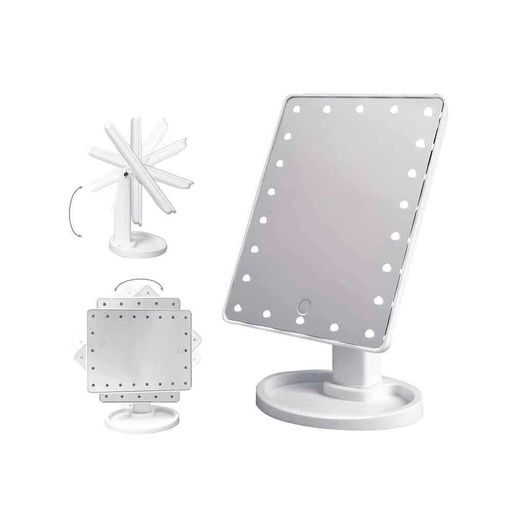 Makeup mirror with LED light and touch screen |