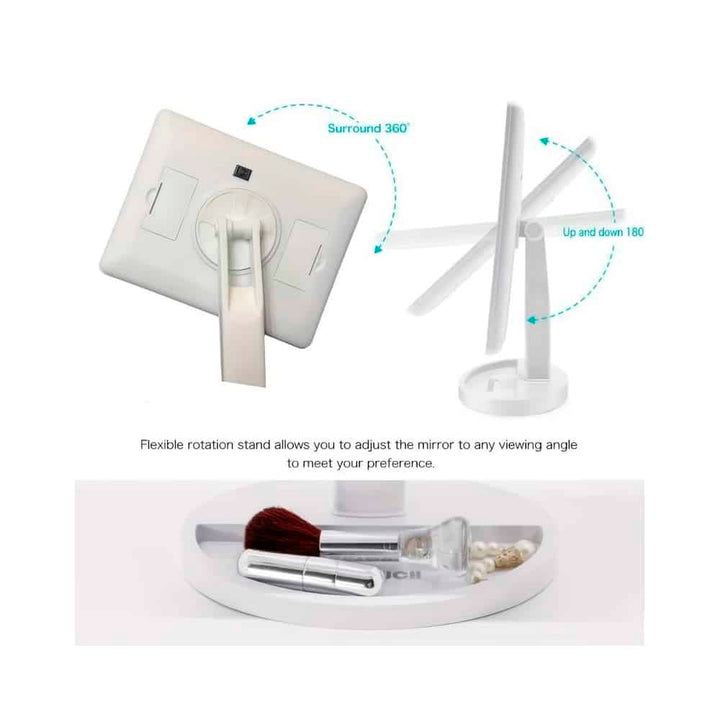 Makeup mirror with LED light and touch screen |