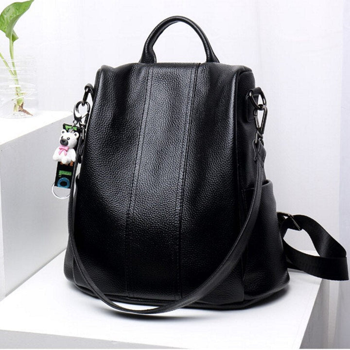 Theft-resistant leather backpack
