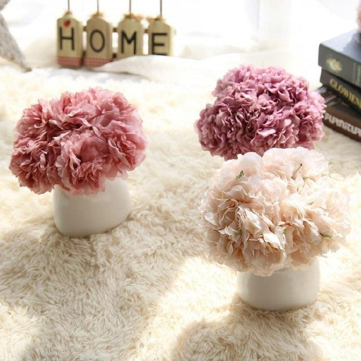 Elegant Peony Silk Flower Bundle - Set of 5 Heads