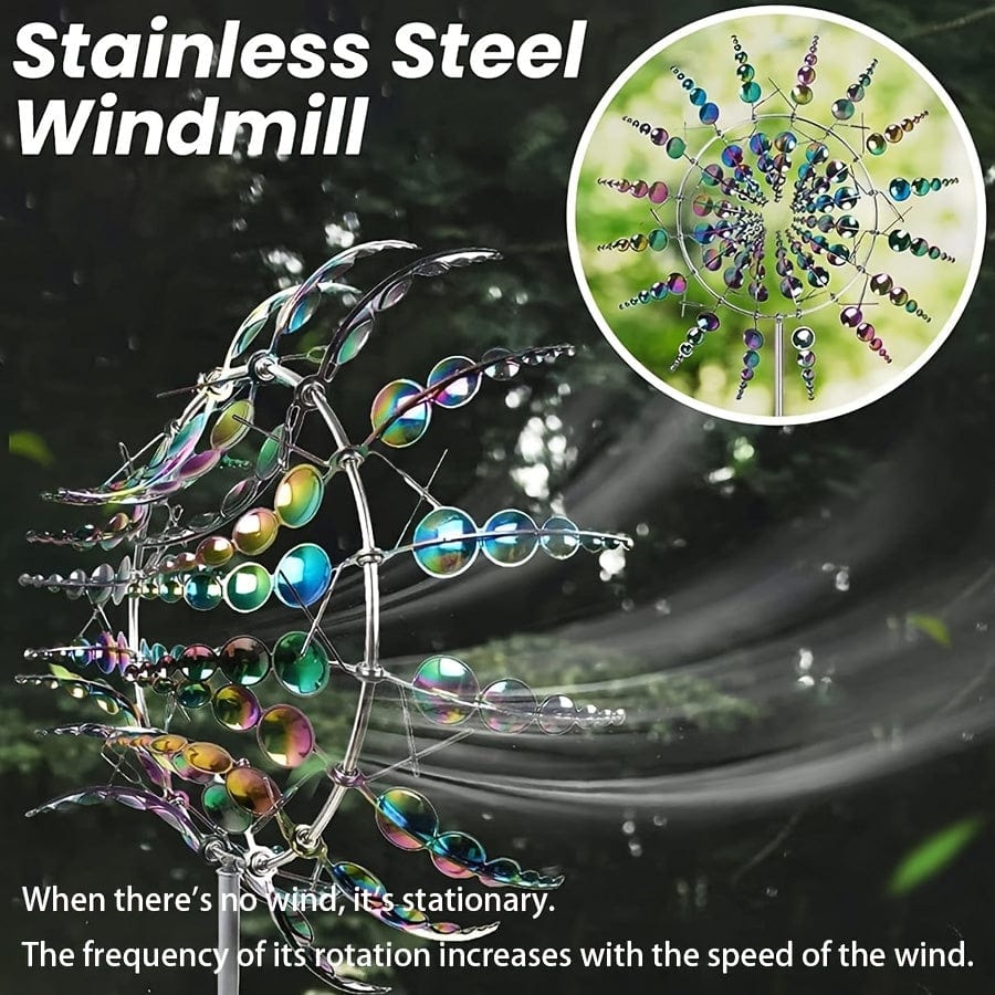 1 Piece Magical Metal Windmill, 3D Metal Outdoor Wind Chime for Yard and Garden, Unique Metal Kinetic Wind Sculptures &amp; Wind Chime, Wind Catcher Metal Outdoor Lawn Terrace Decoration Wind Sculpture