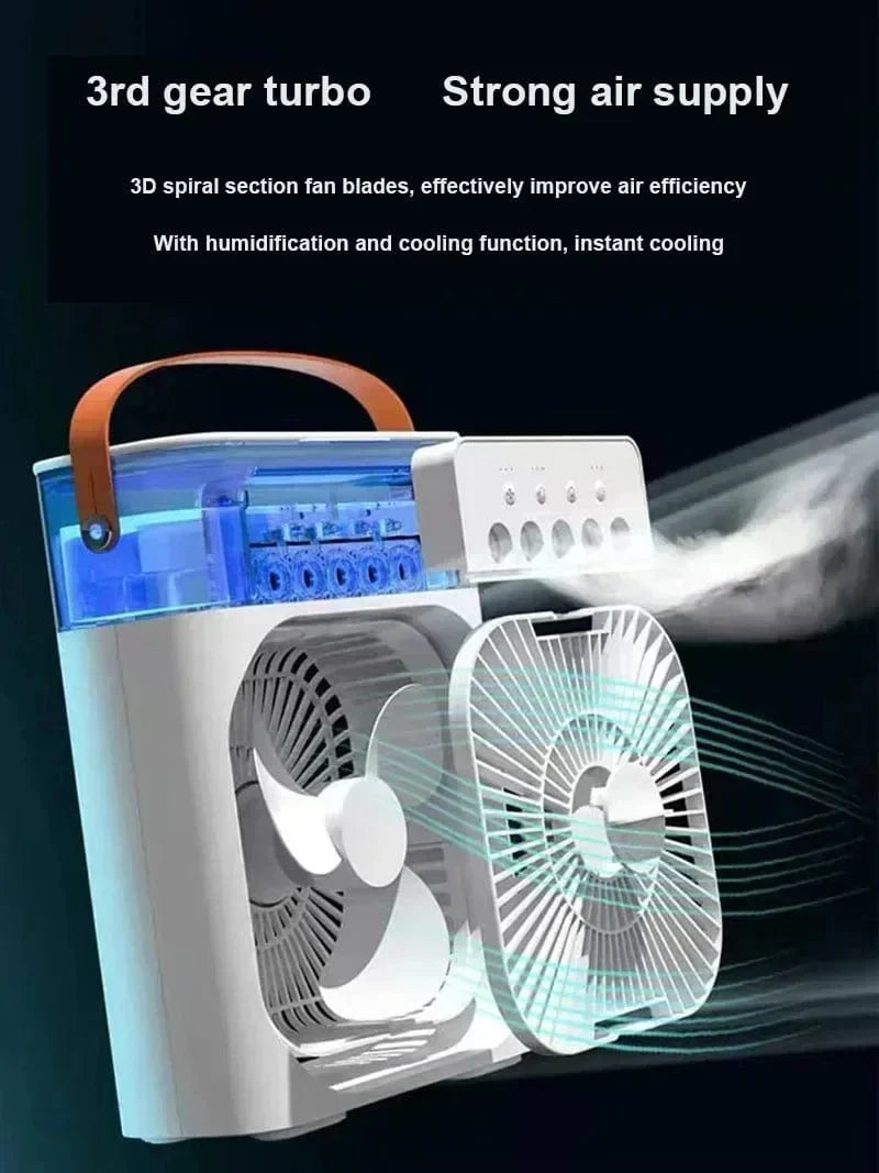 New 3 In 1 Fan Air Conditioner Household Mini Air Cooler LED Night Light Portable Humidifier Air Adjustment Fan Office Home Fan |