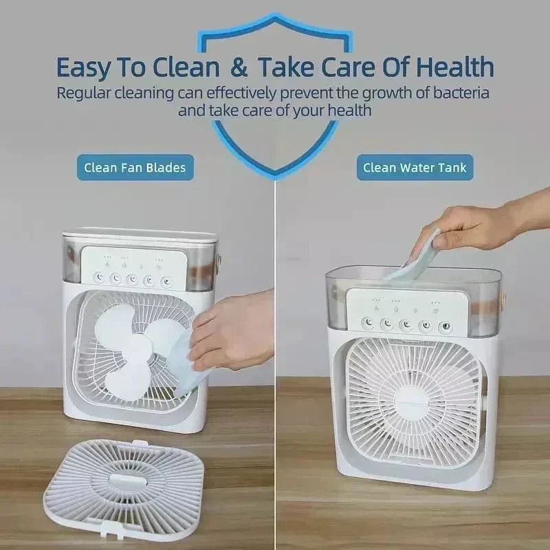 New 3 In 1 Fan Air Conditioner Household Mini Air Cooler LED Night Light Portable Humidifier Air Adjustment Fan Office Home Fan |
